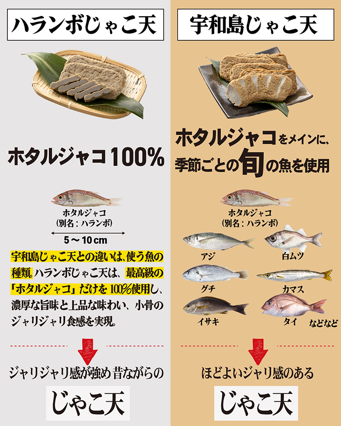 ハランボじゃこ天と宇和島じゃこ天の違い